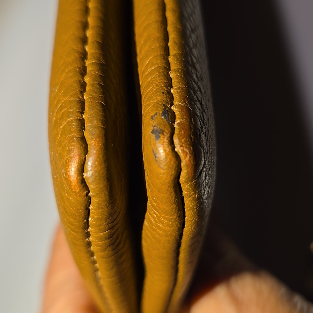 Coach Double Zipper Camel Pebbled Leather Wristlet L-8.5"XH-4.75" - Picture 11 of 14